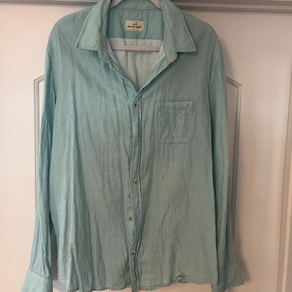 Marine Layer Button Down - Light Green - XL